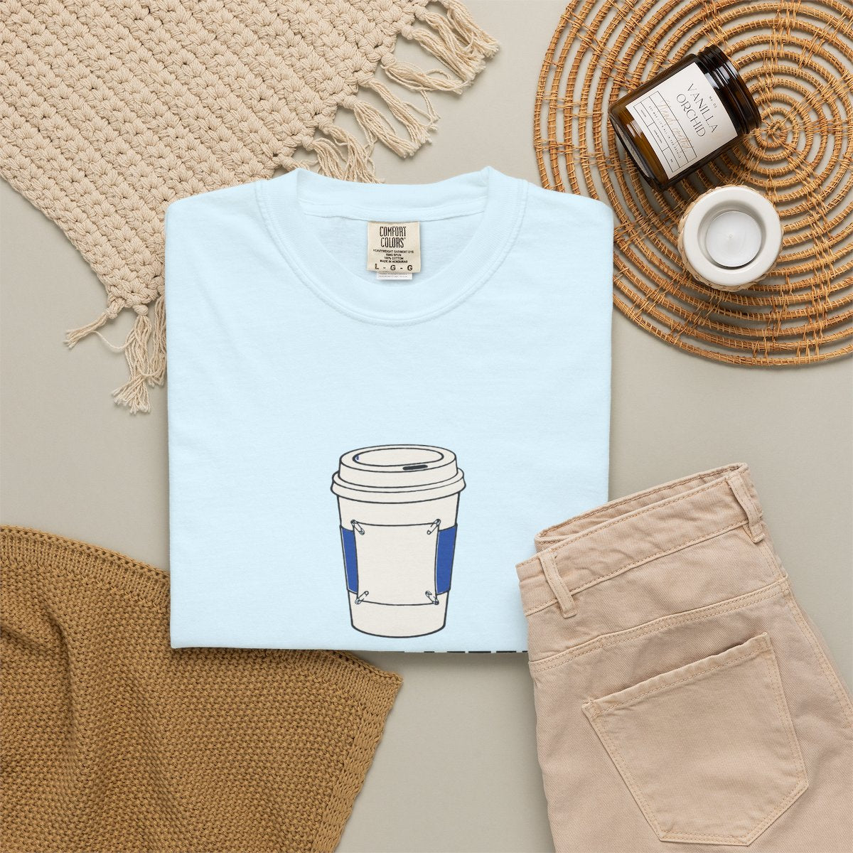 Coffee After Tee in Chambray, fabric and print detail