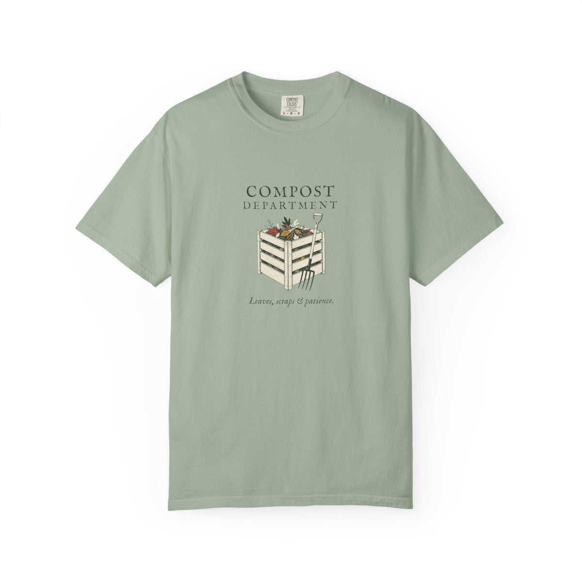 Compost Department Tee in Bay, front view