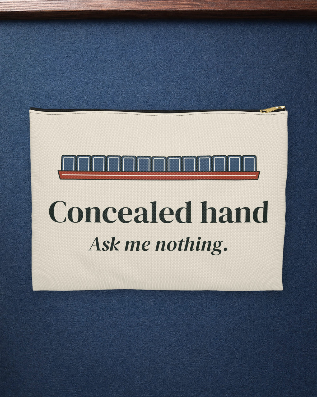 Concealed Hand Zip Pouch in Black zipper, styled