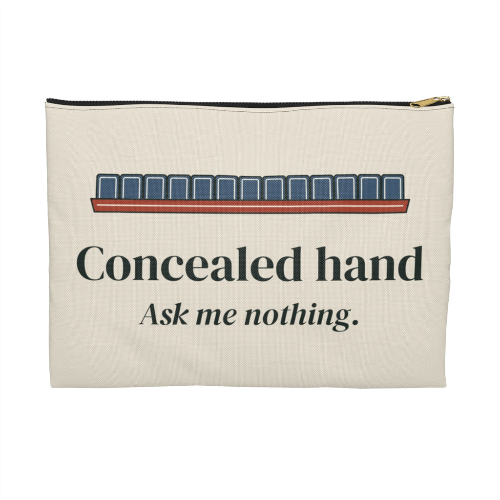 Concealed Hand Zip Pouch in Black zipper, front view