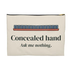 Concealed Hand Zip Pouch in Black zipper, front view