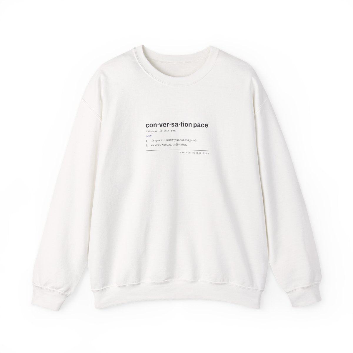 Conversation Pace Crewneck in White, front view