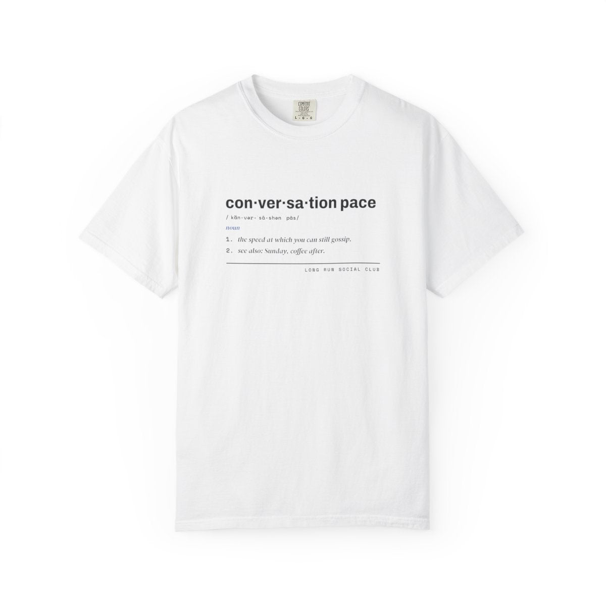 Conversation Pace Tee in White, front view