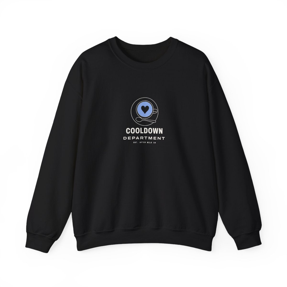 Cooldown Department Crewneck in Black, front view