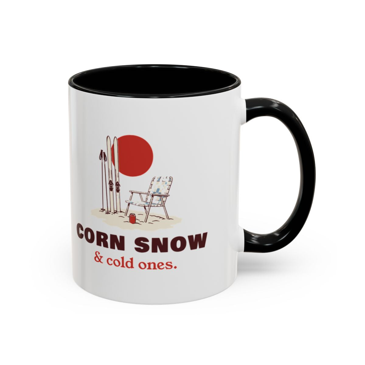 Corn Snow & Cold Ones Mug in Black, right side