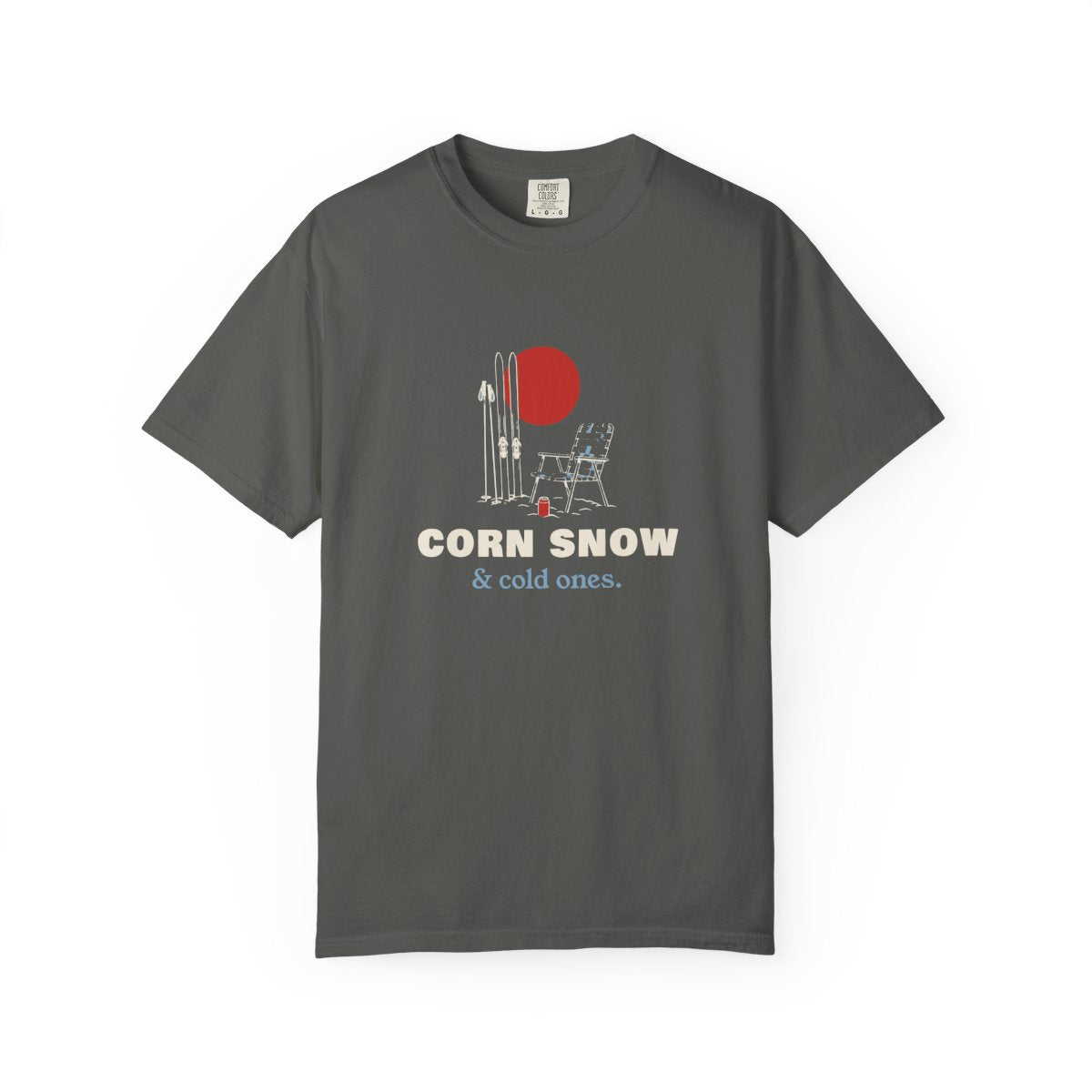 Corn Snow & Cold Ones Tee in Pepper, front view