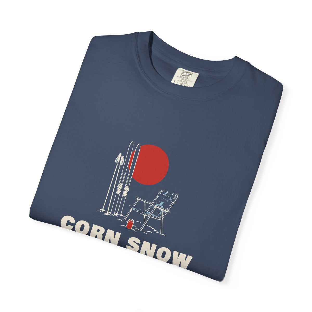 Corn Snow & Cold Ones Tee in Midnight, folded