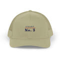 Court No. 3 Trucker Hat in Khaki, front view