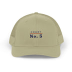 Court No. 3 Trucker Hat in Khaki, front view