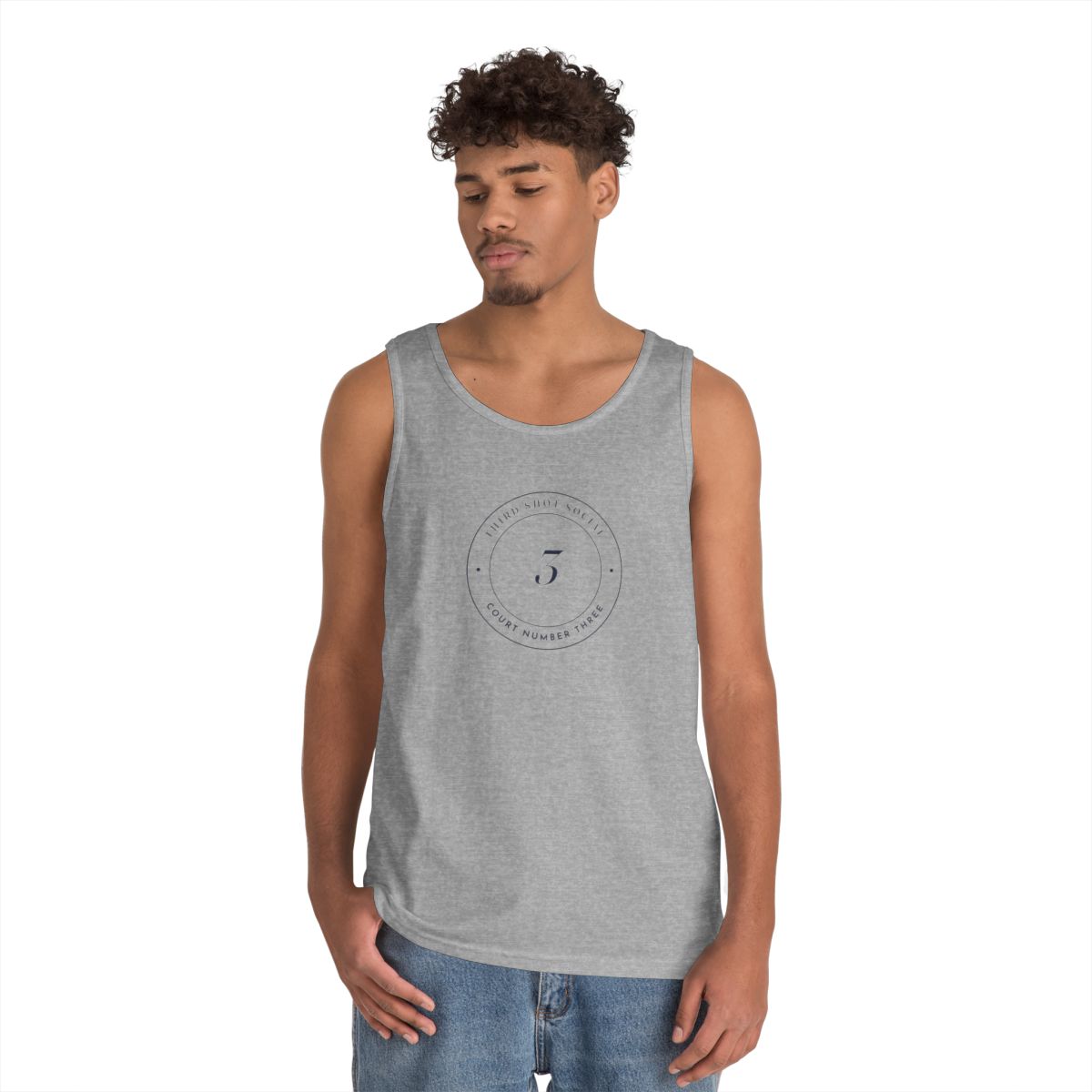 Court Three Seal Tank in Sport Grey, on model
