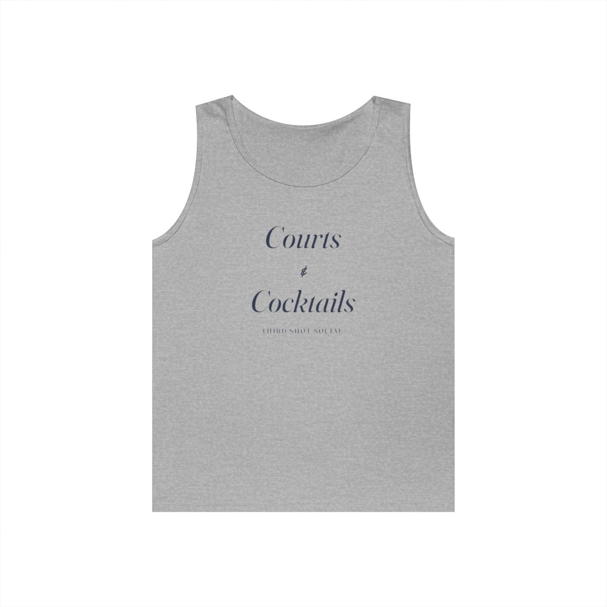 Courts & Cocktails Italic Tank in Sport Grey, front view