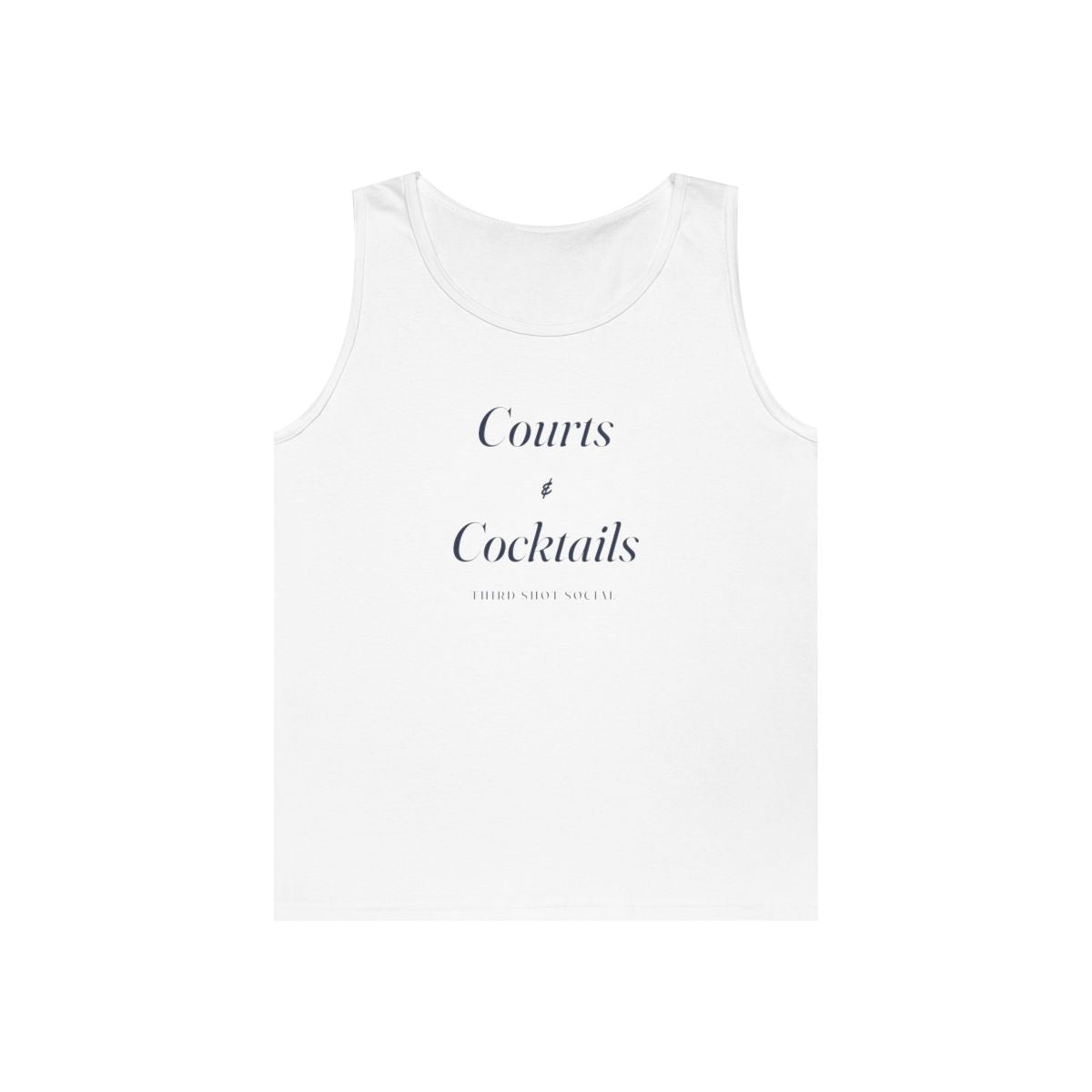 Courts & Cocktails Italic Tank in White, front view