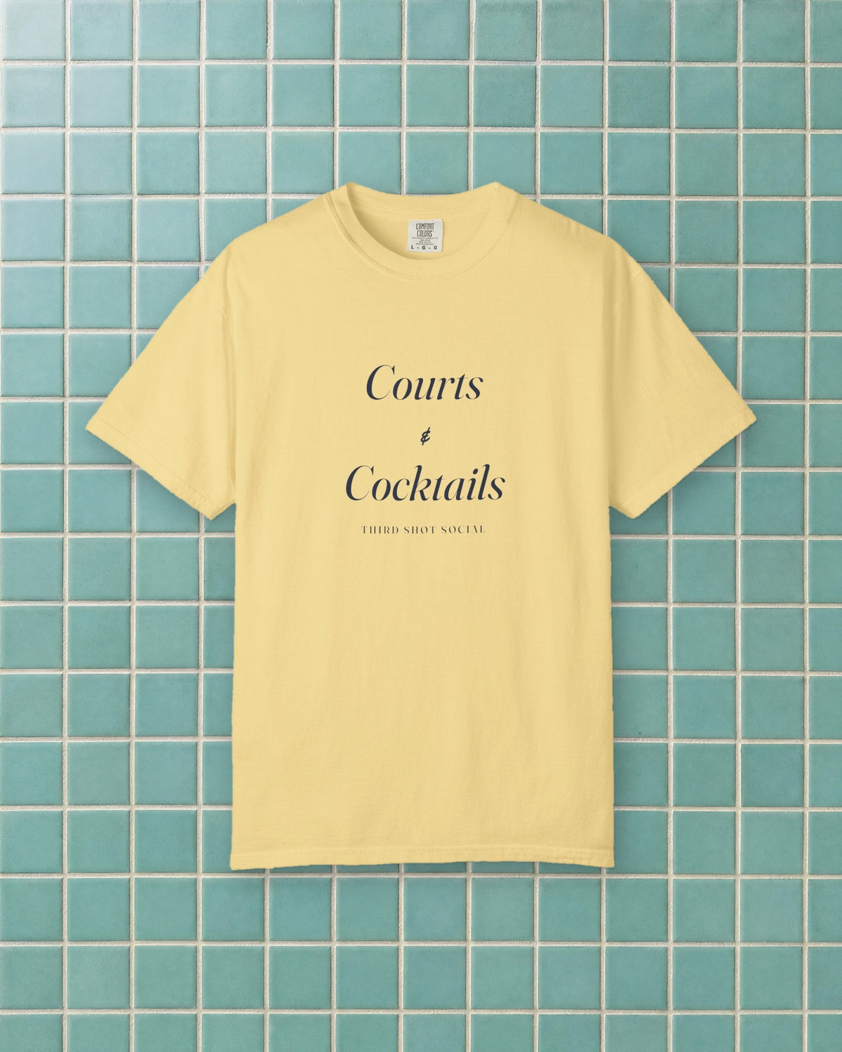 Courts & Cocktails Italic Tee in Butter, styled