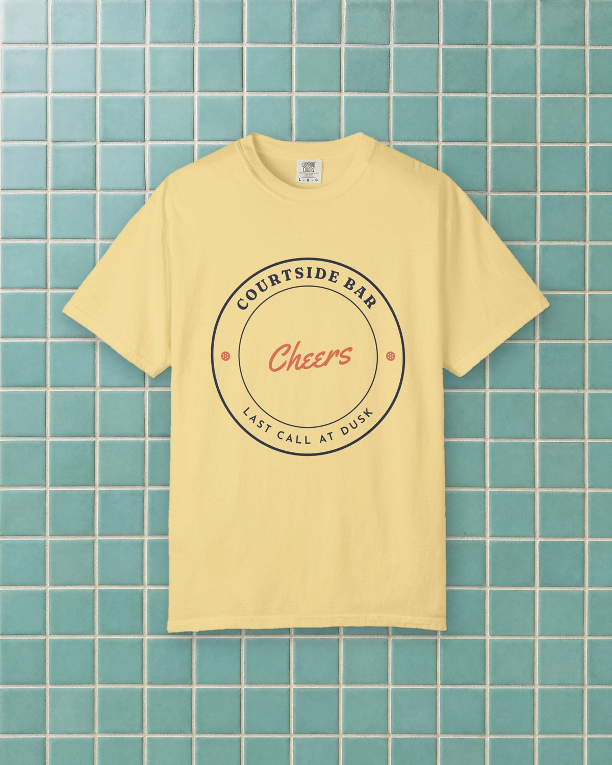 Courtside Bar Tee in Butter, styled