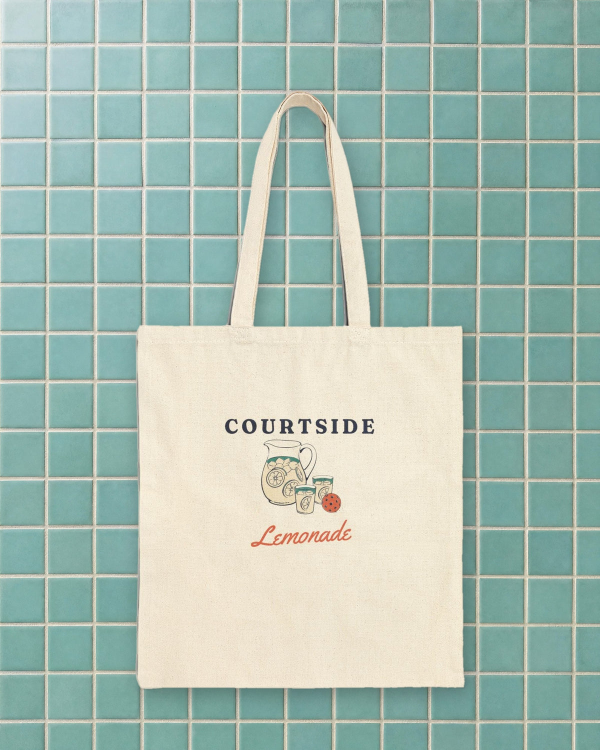 Courtside Lemonade Tote in Natural, styled