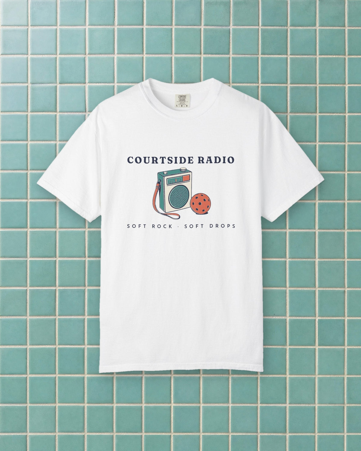 Courtside Radio Tee in White, styled