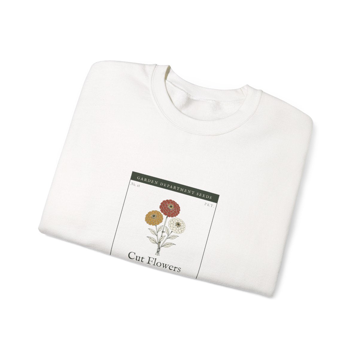 Cut Flower Garden Crewneck in White, folded