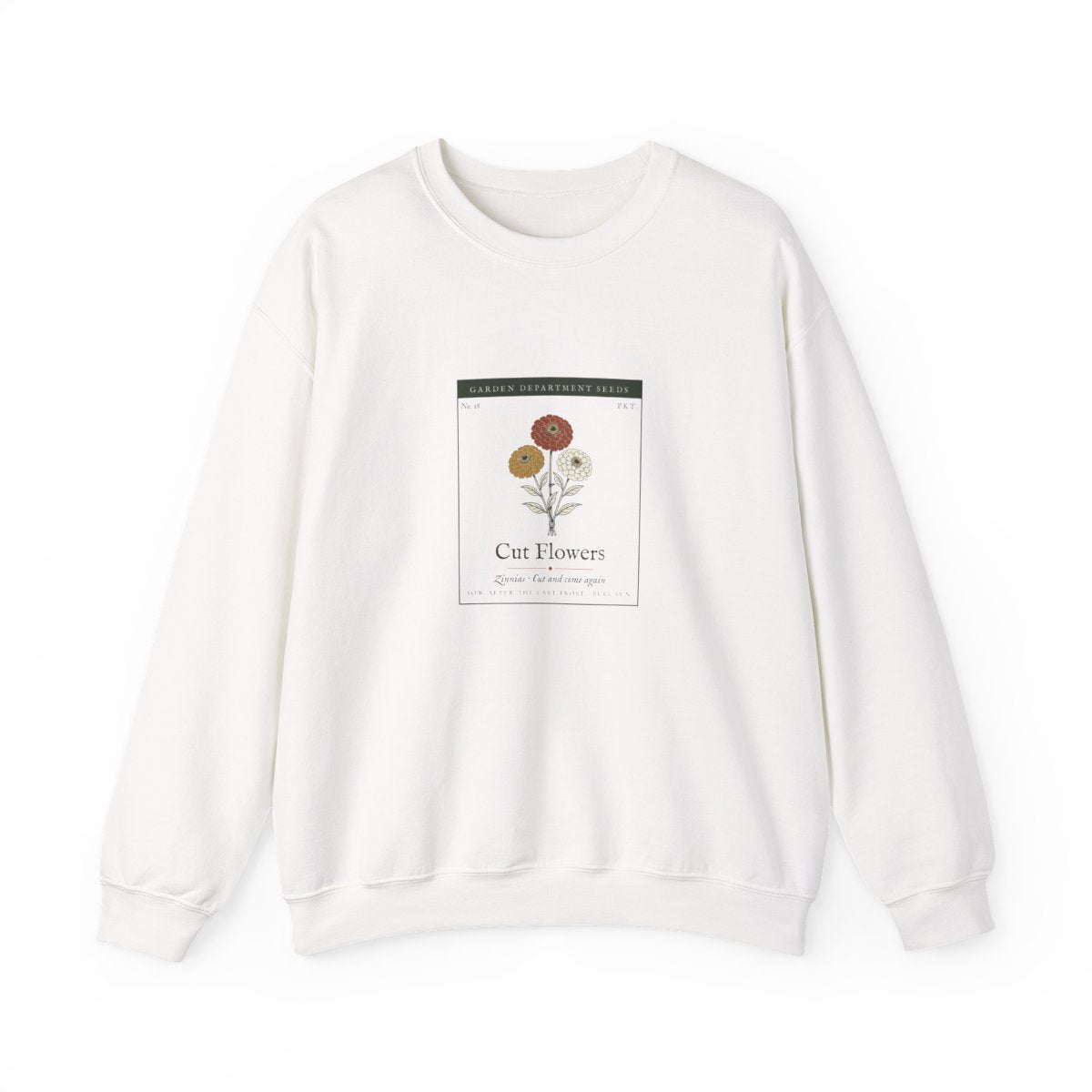 Cut Flower Garden Crewneck in White, front view