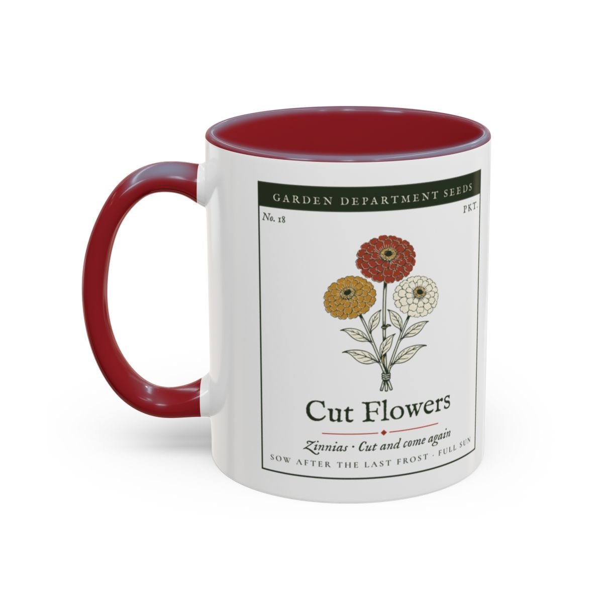 Cut Flower Garden Mug in Maroon, left side