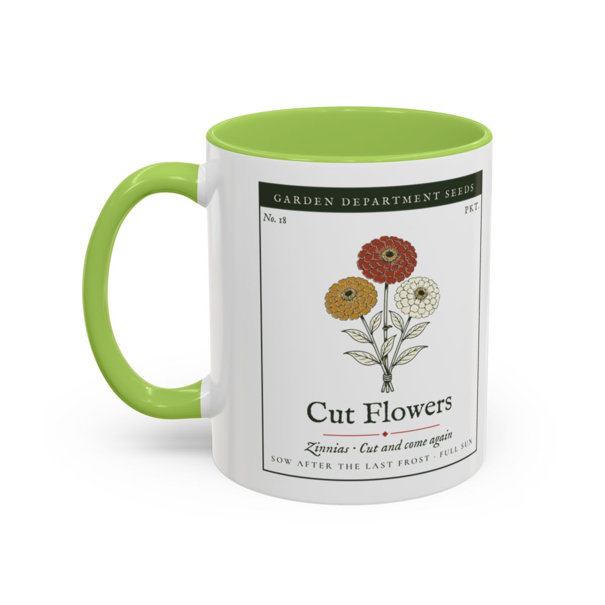 Cut Flower Garden Mug in Light Green, left side