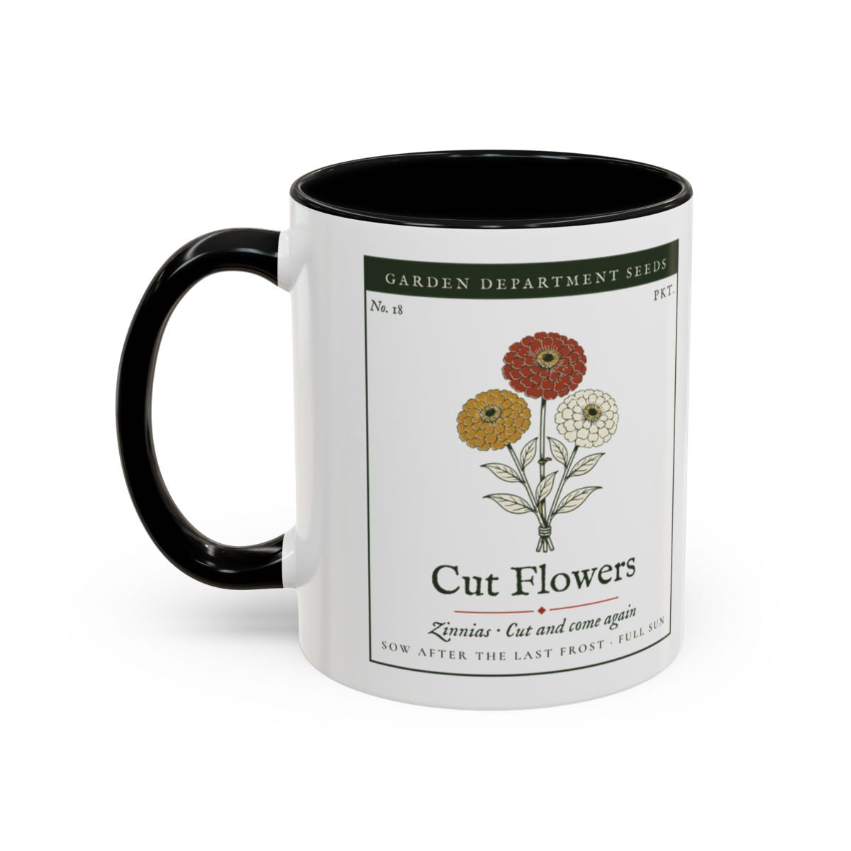Cut Flower Garden Mug in Black, left side