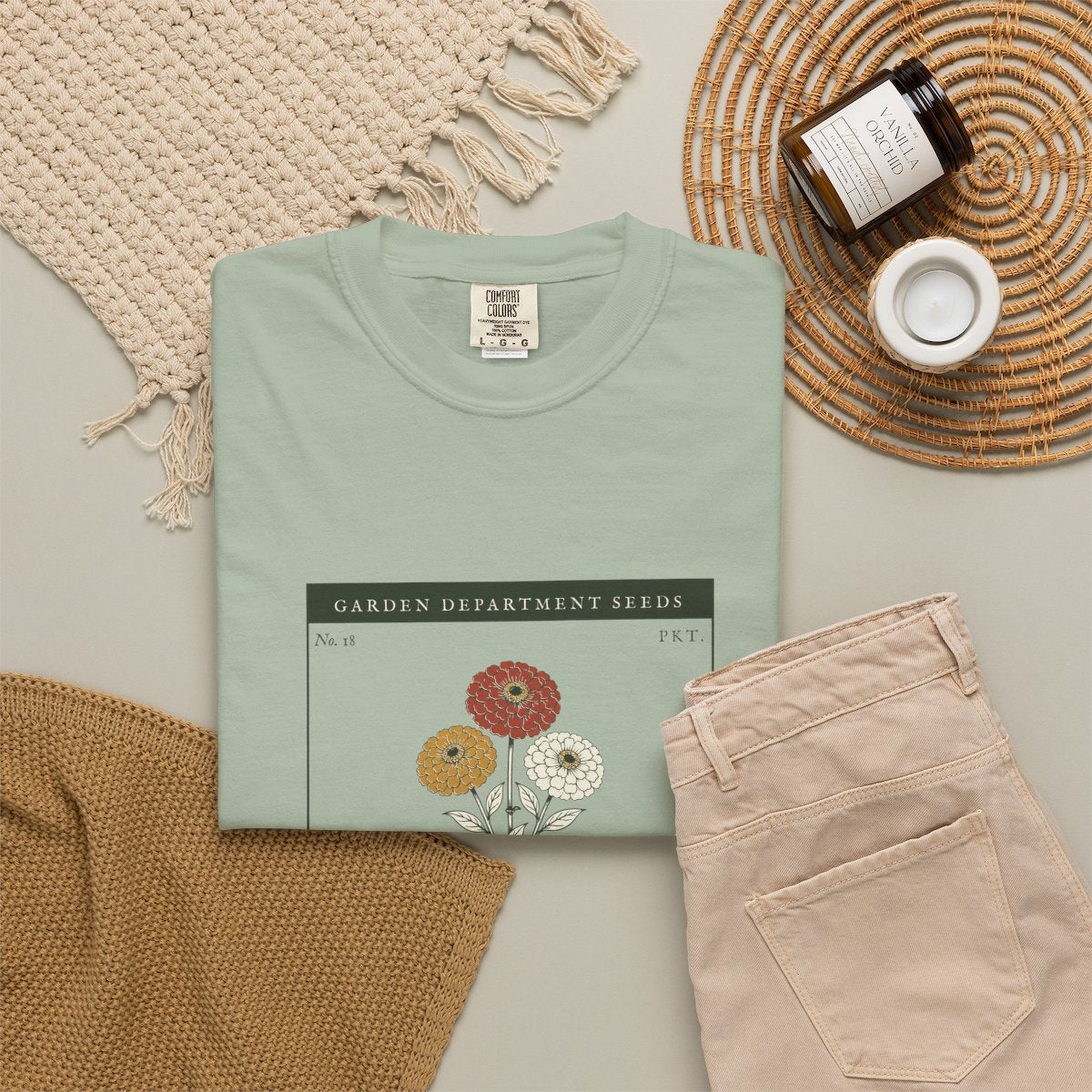 Cut Flower Garden Tee in Bay, fabric and print detail