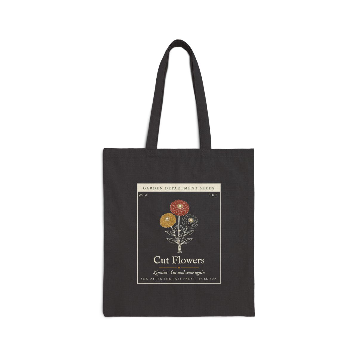Cut Flower Garden Tote in Black, front view