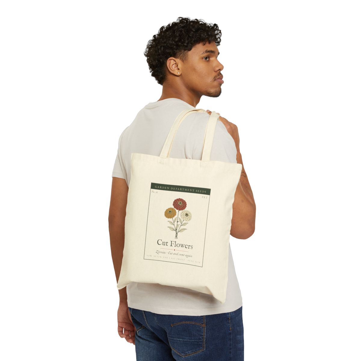 Cut Flower Garden Tote in Natural, on model