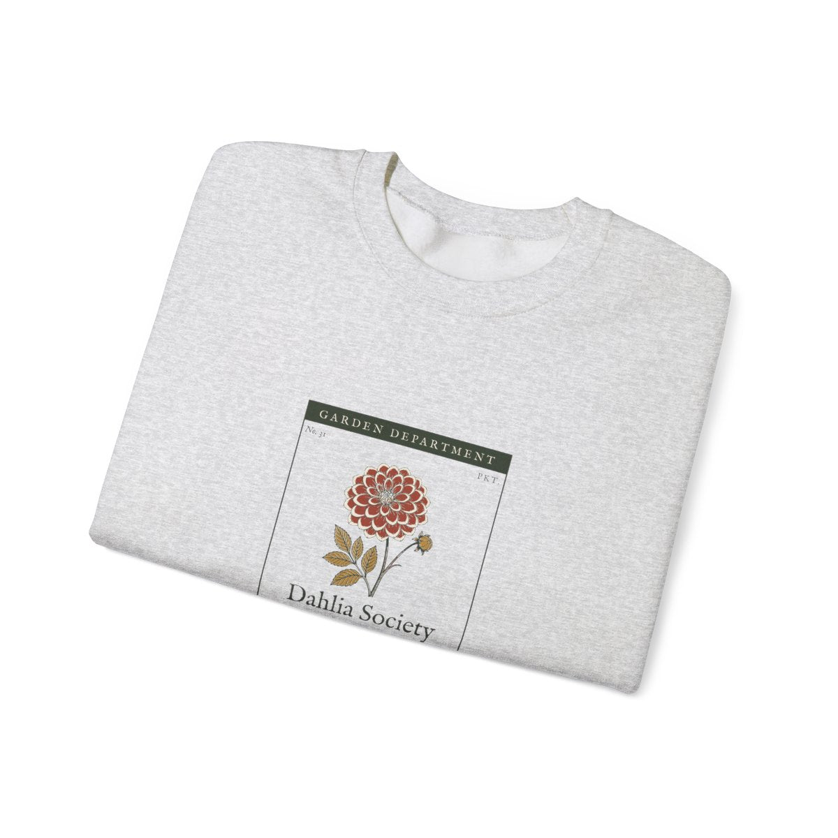 Dahlia Society Crewneck in Ash, folded