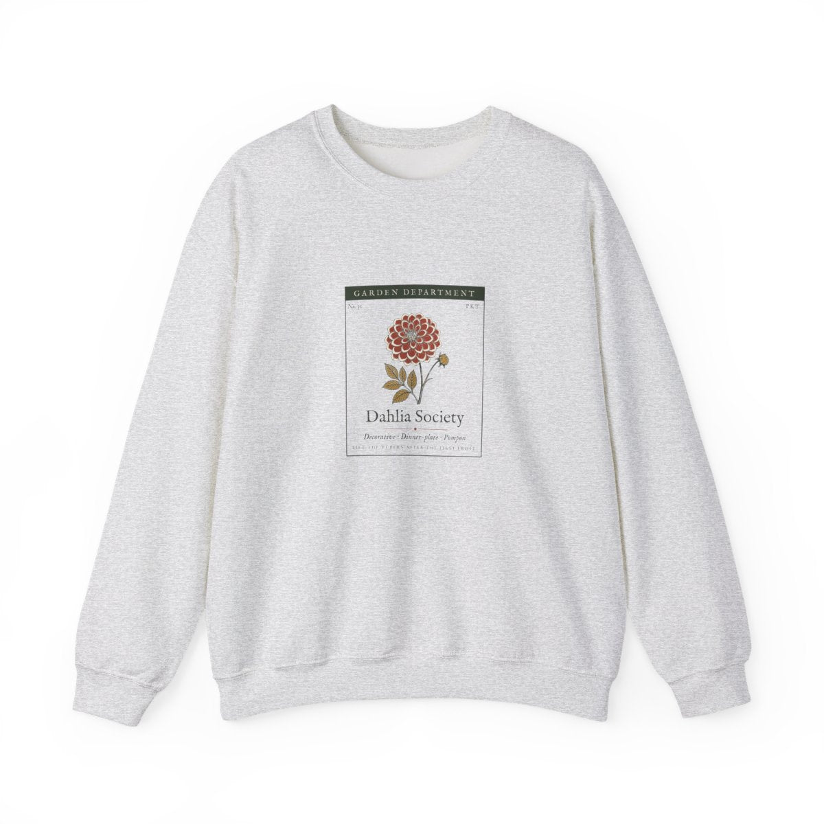 Dahlia Society Crewneck in Ash, front view
