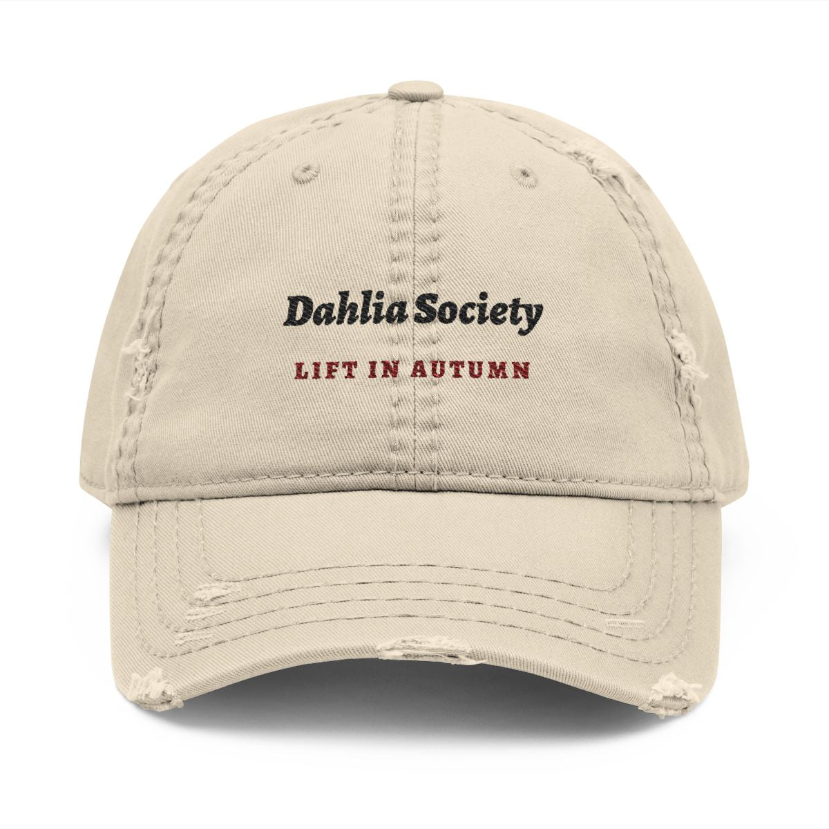 Dahlia Society Dad Hat in Khaki, front view
