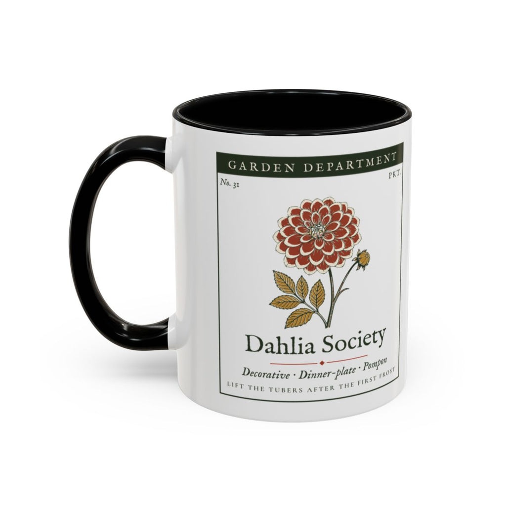 Dahlia Society Mug in Black, left side