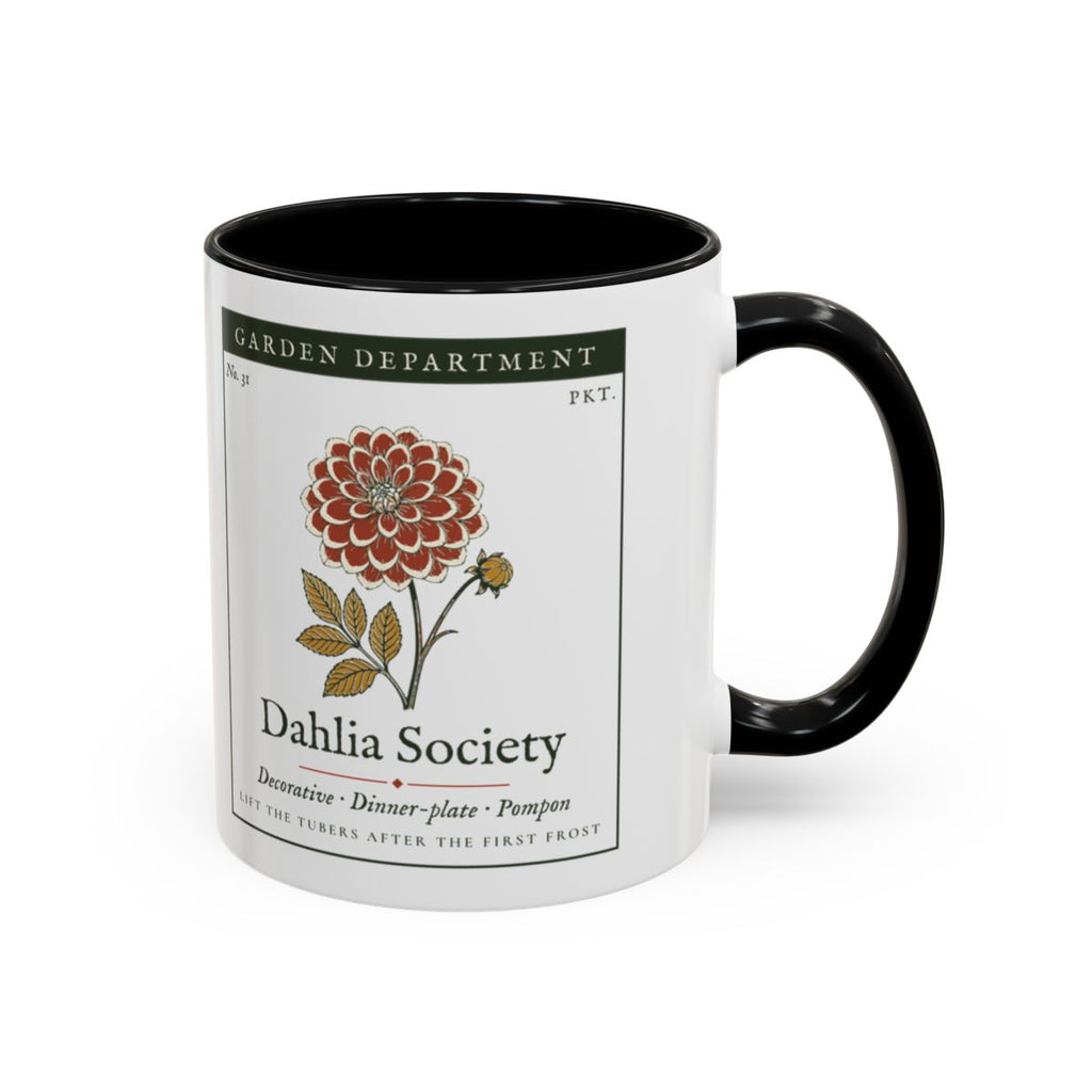 Dahlia Society Mug in Black, right side
