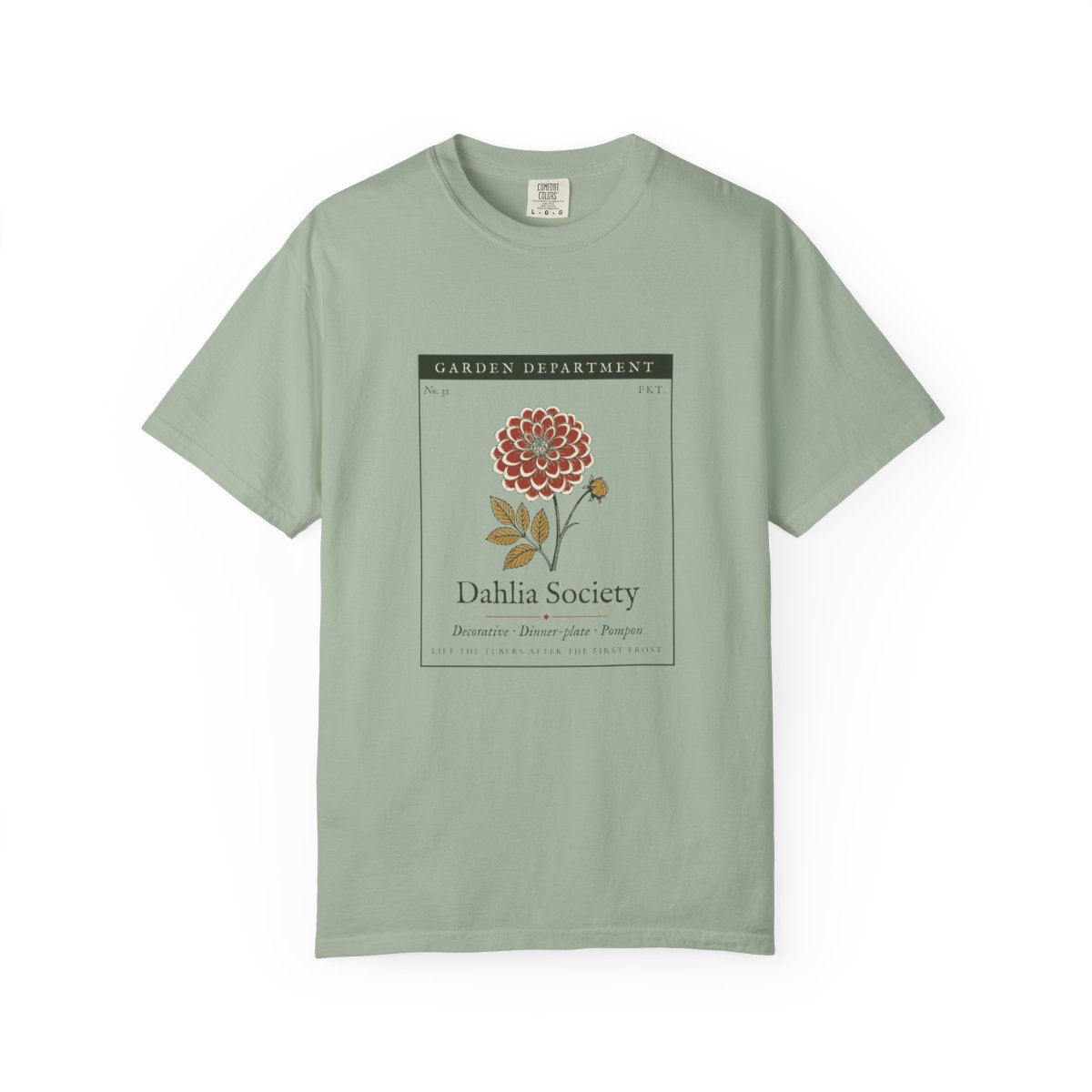 Dahlia Society Tee in Bay, front view