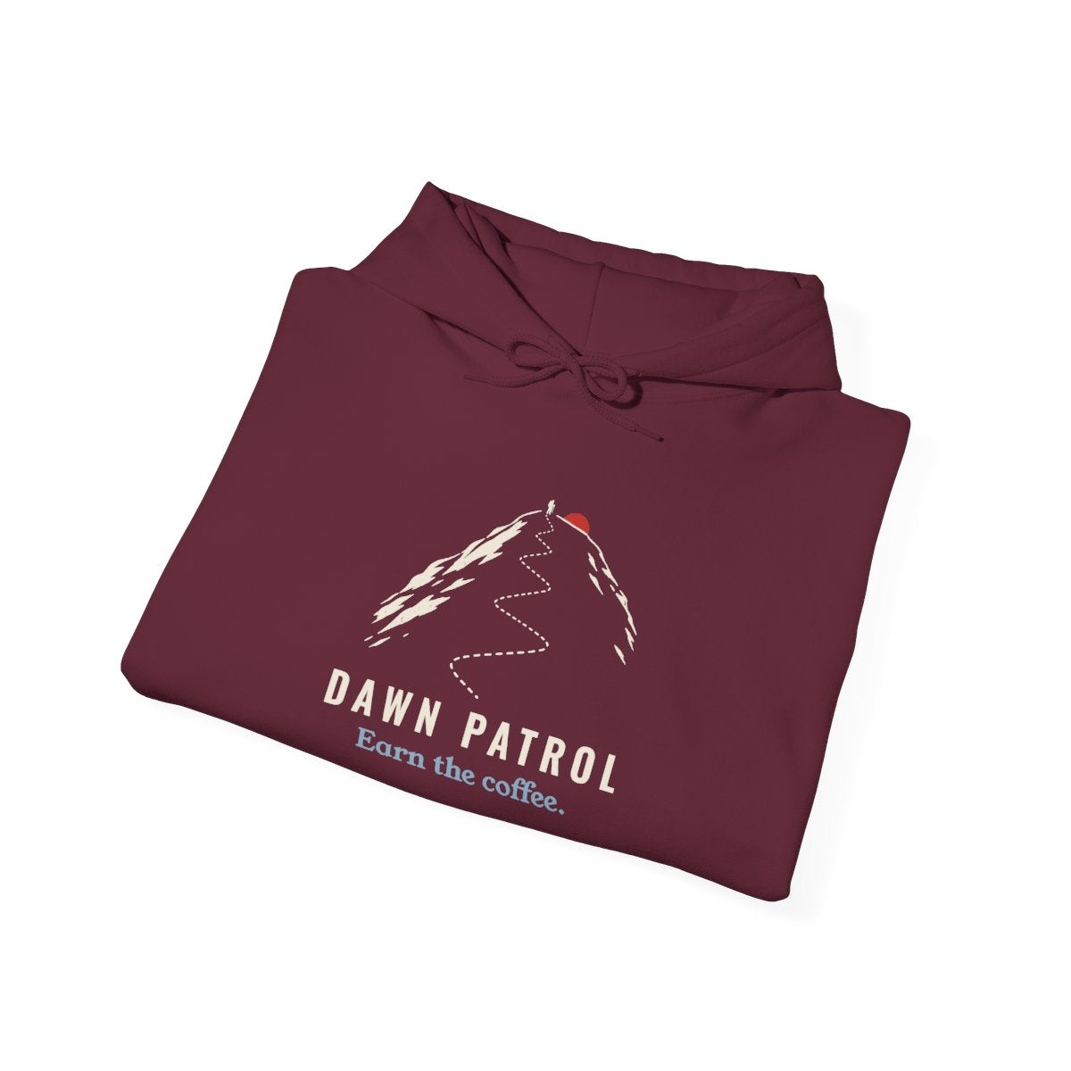 Dawn Patrol Hoodie in Maroon, folded