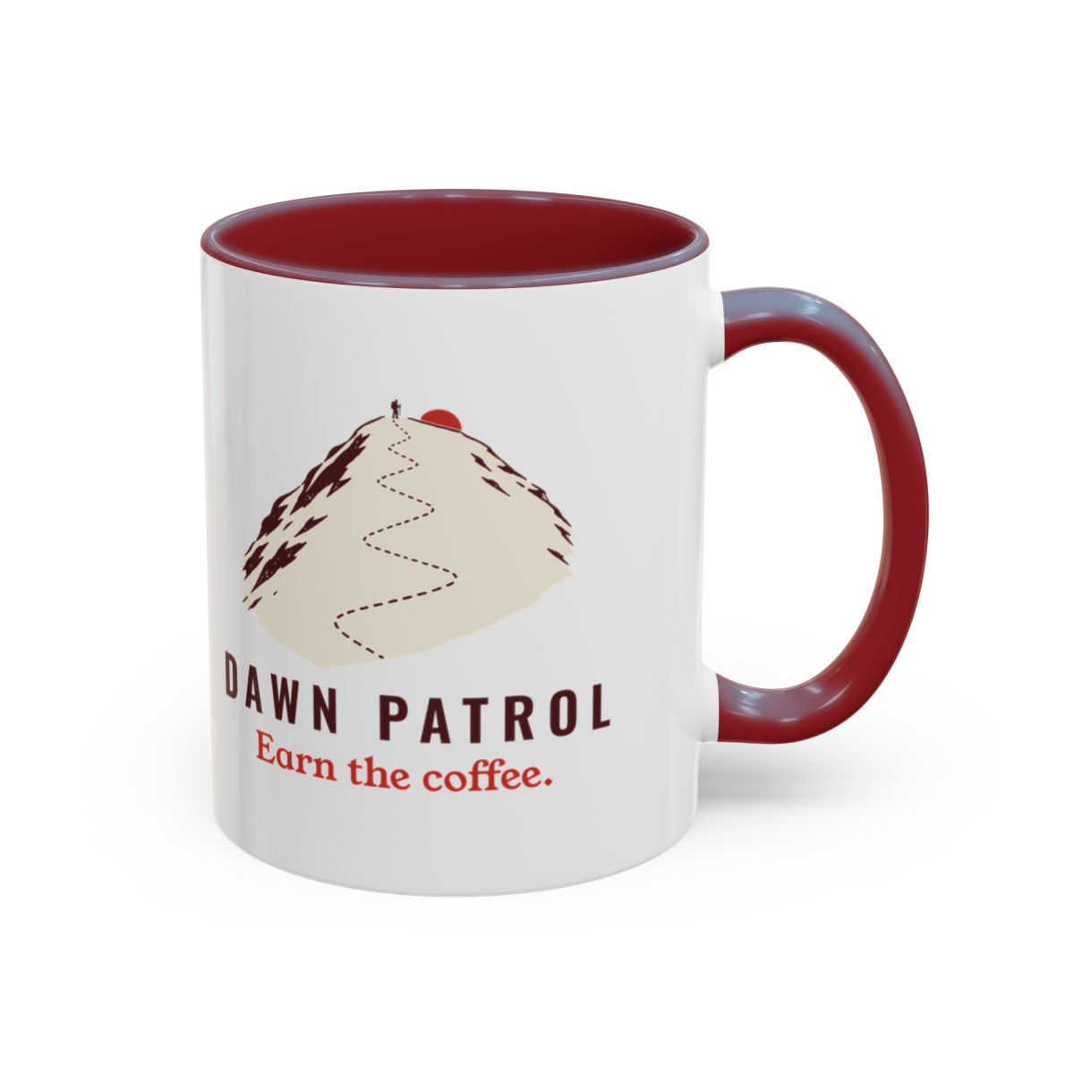 Dawn Patrol Mug in Maroon, right side