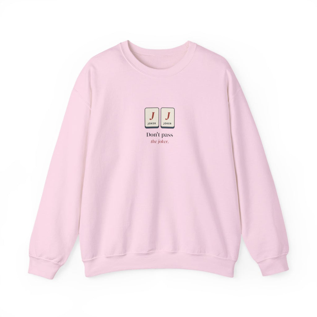 Don't Pass the Joker Crewneck in Light Pink, front view