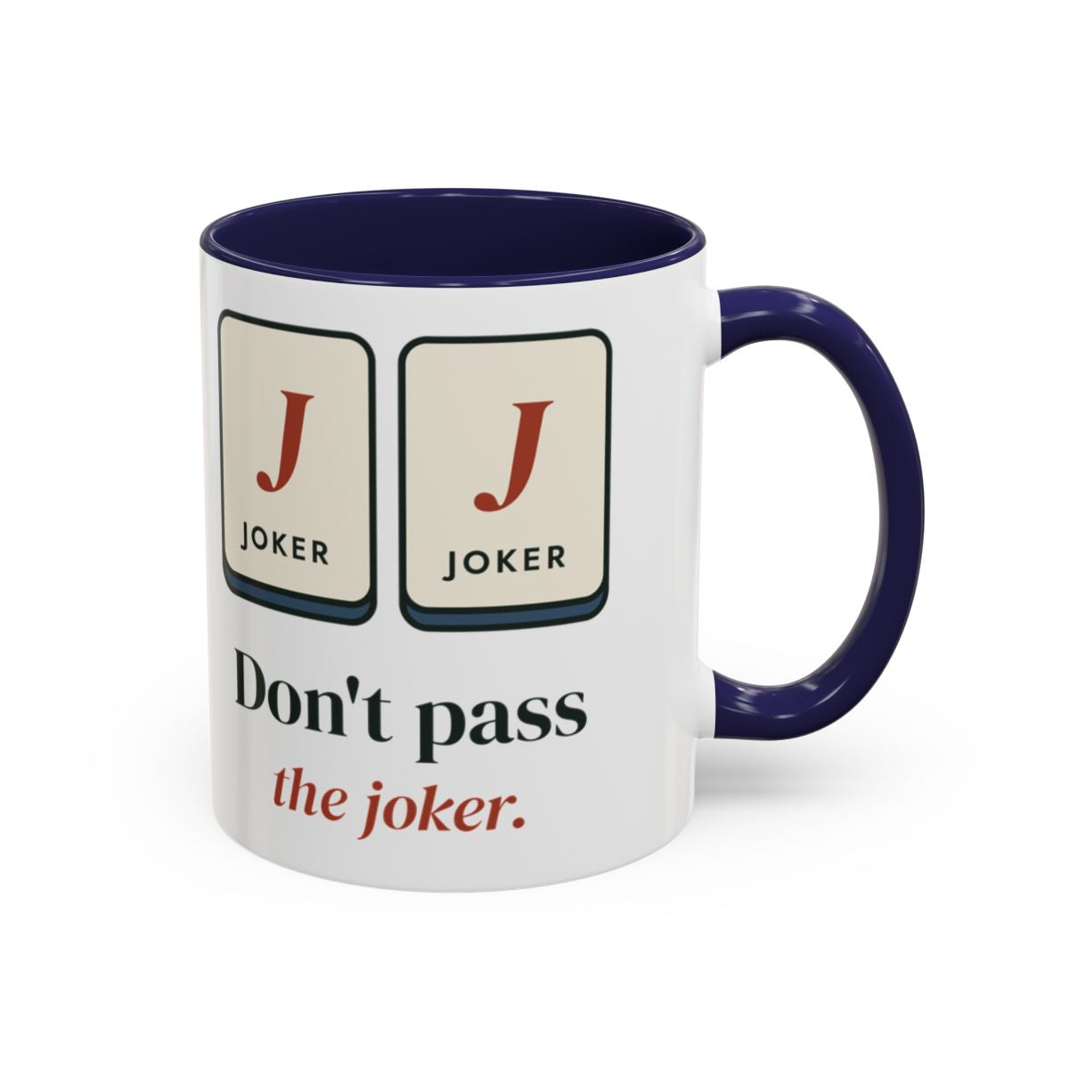 Don't Pass the Joker Mug in Navy, right side