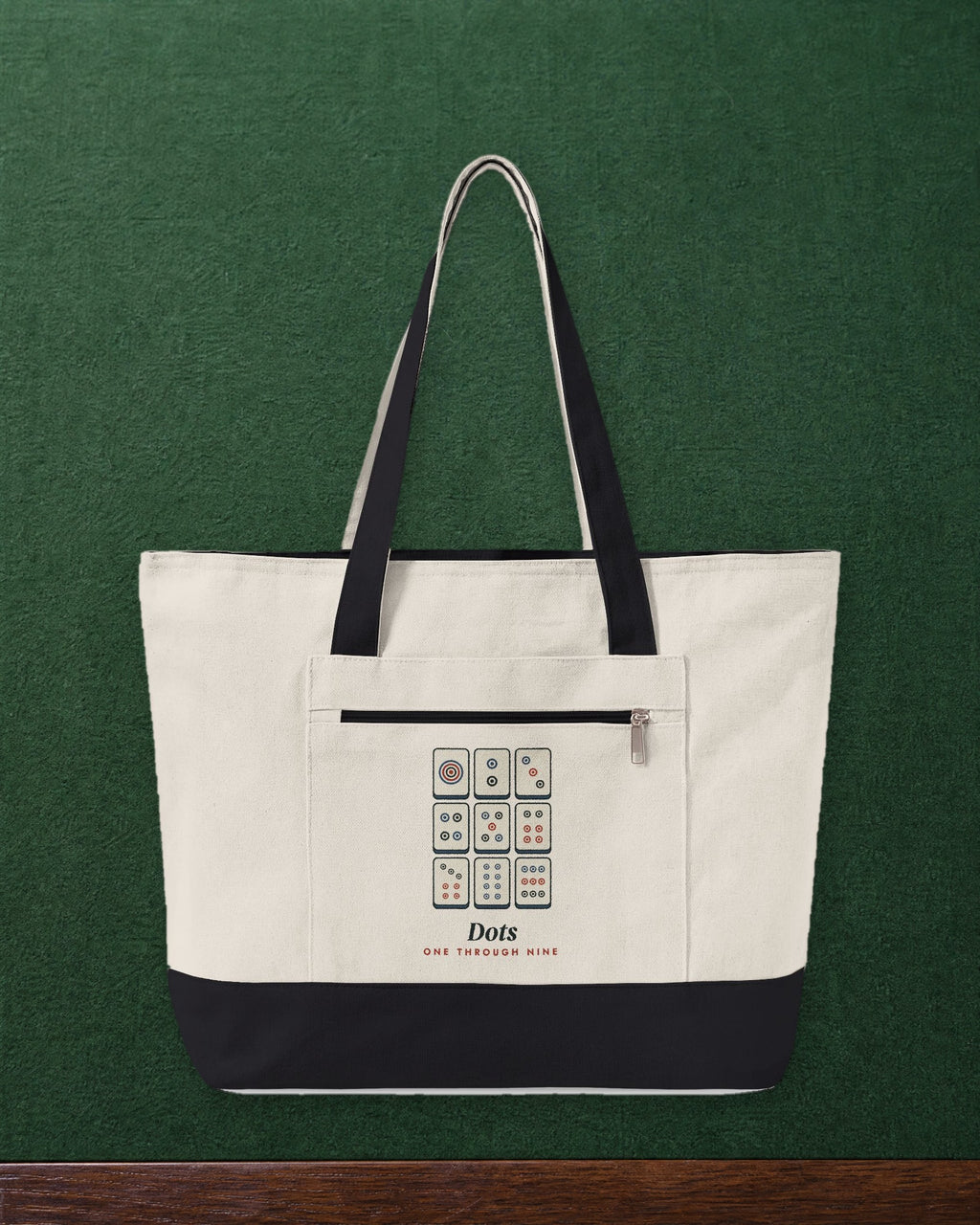 Dots Mahj Bag in Natural/Black, styled