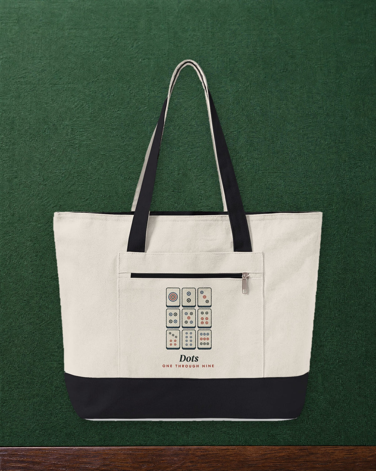 Dots Mahj Bag in Natural/Black, styled