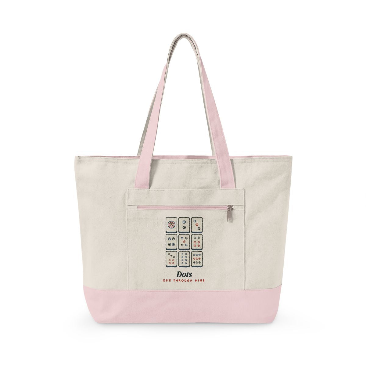 Dots Mahj Bag in Natural/Light Pink, front view