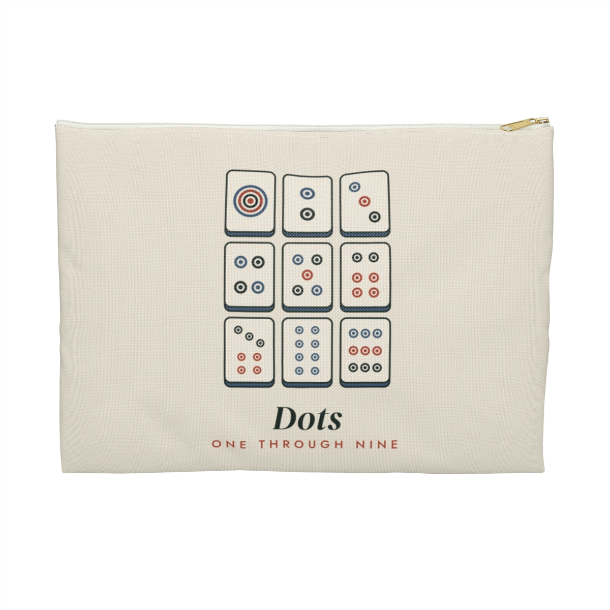 Dots Zip Pouch in White zipper, front view