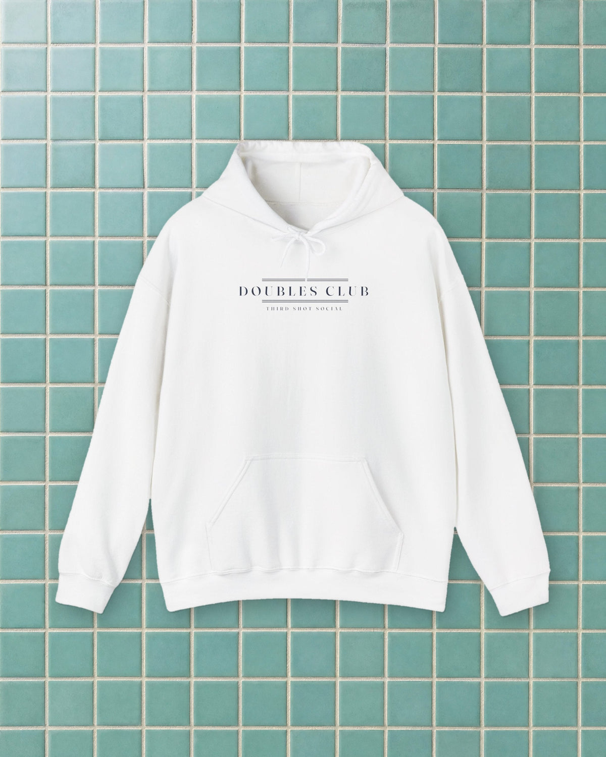 Doubles Club Hoodie in White, styled