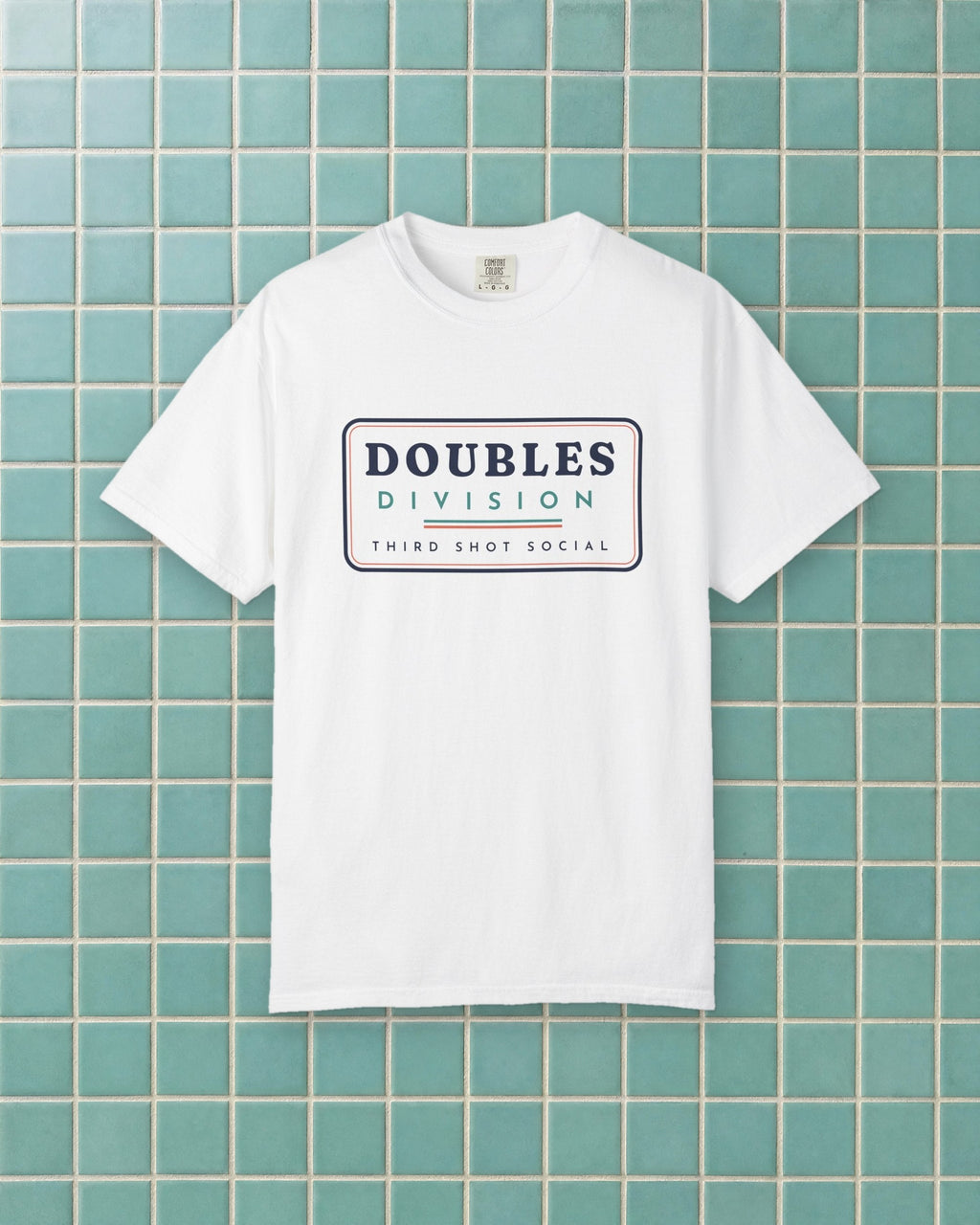 Doubles Division Tee in White, styled