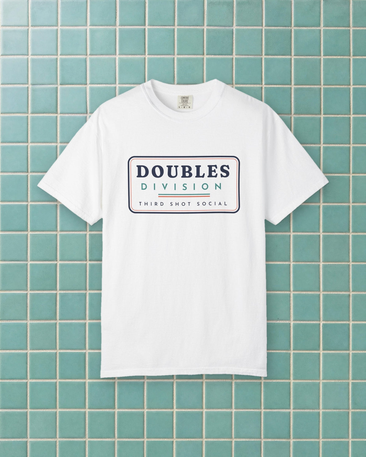 Doubles Division Tee in White, styled