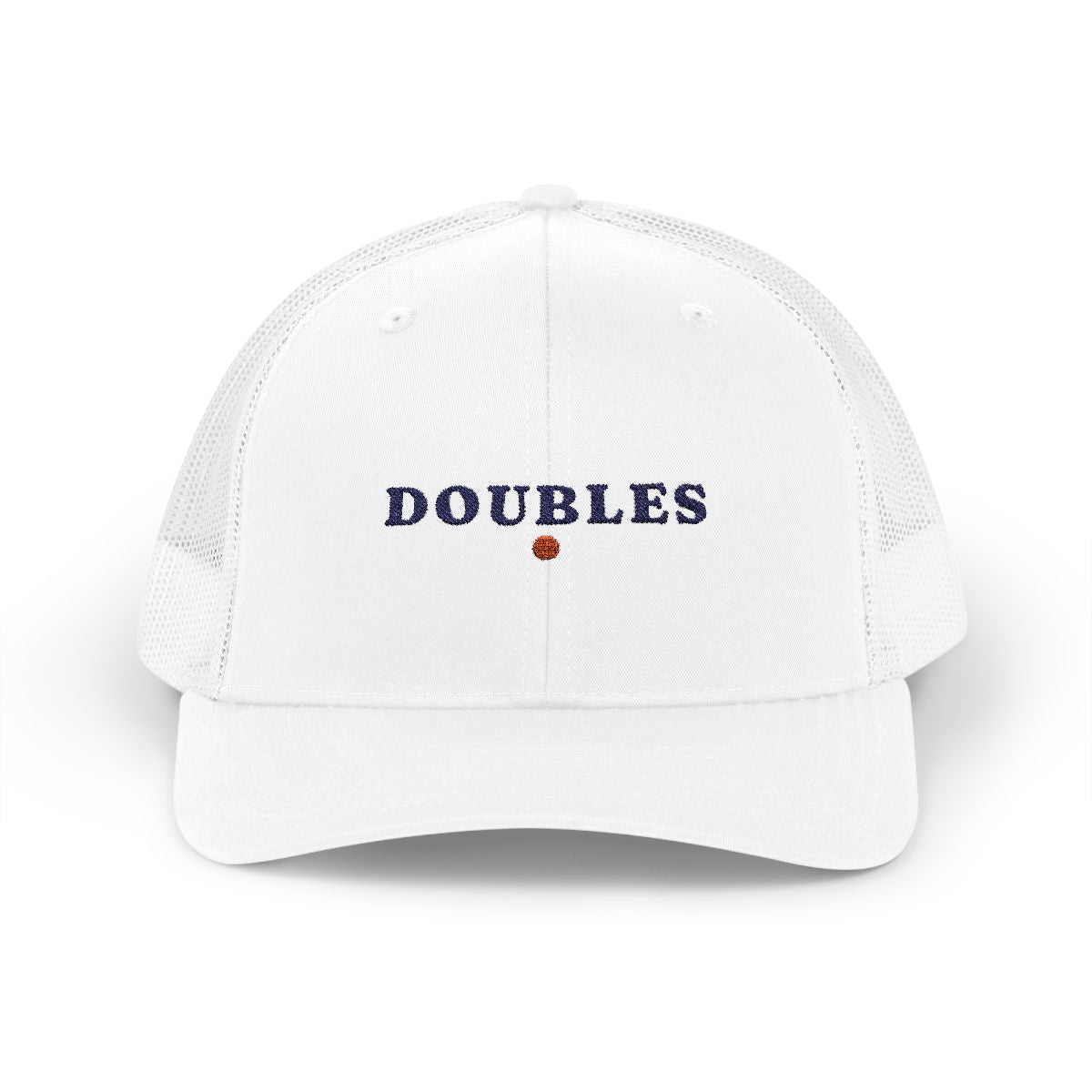 Doubles Trucker Hat in White, front view