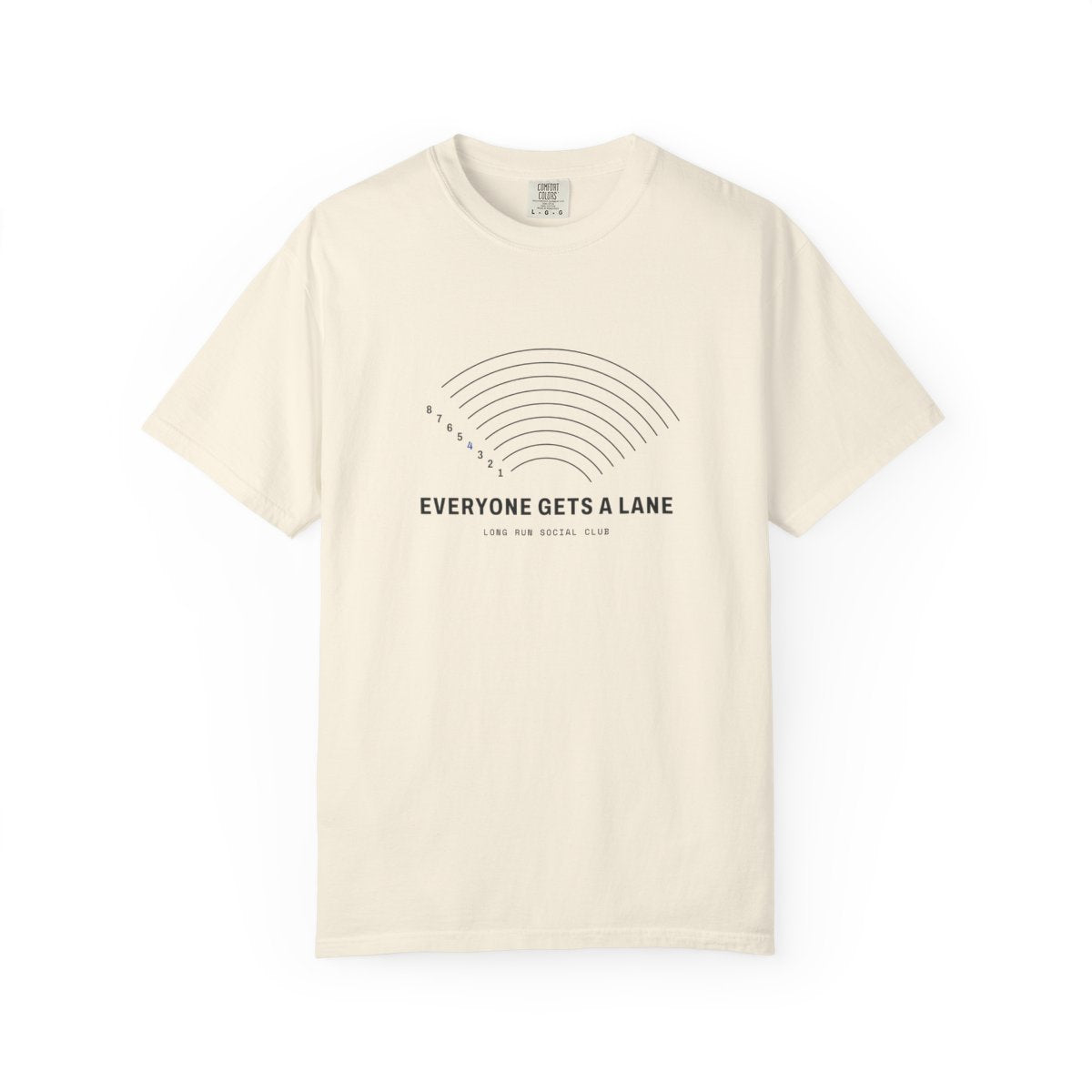 Everyone Gets a Lane Tee in Ivory, front view