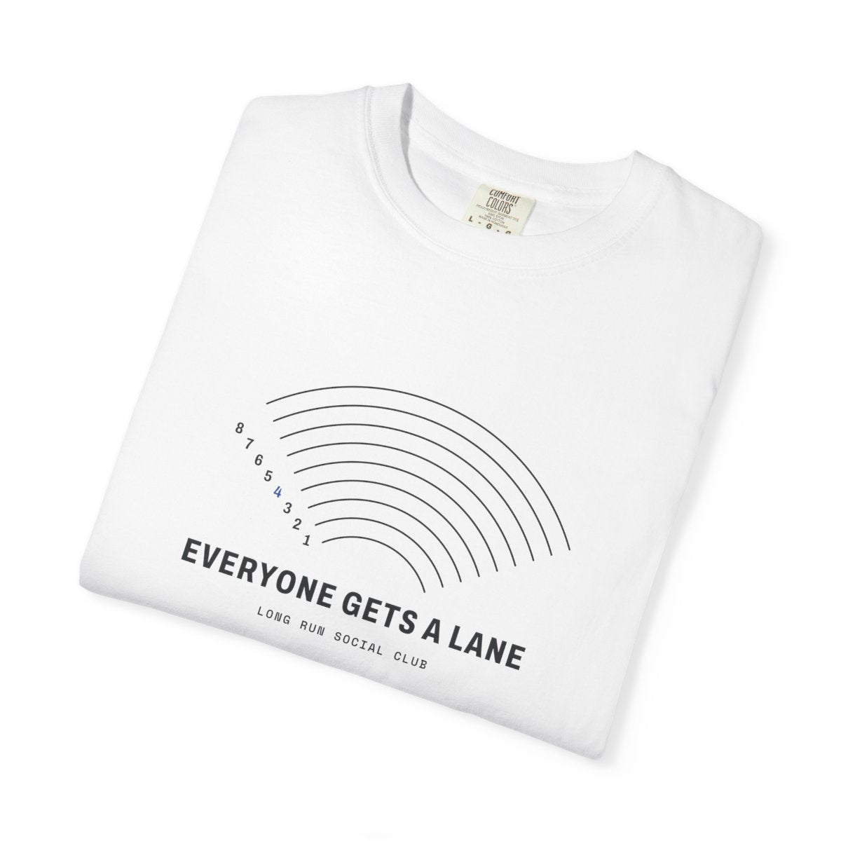 Everyone Gets a Lane Tee in White, folded