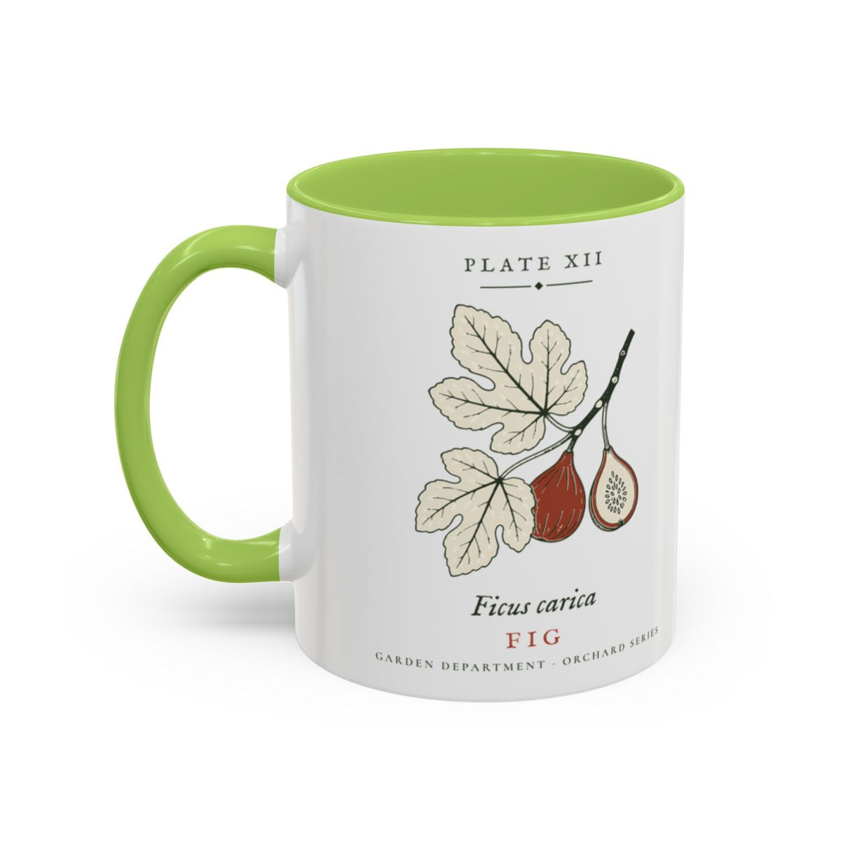 Fig Plate Mug in Light Green, left side