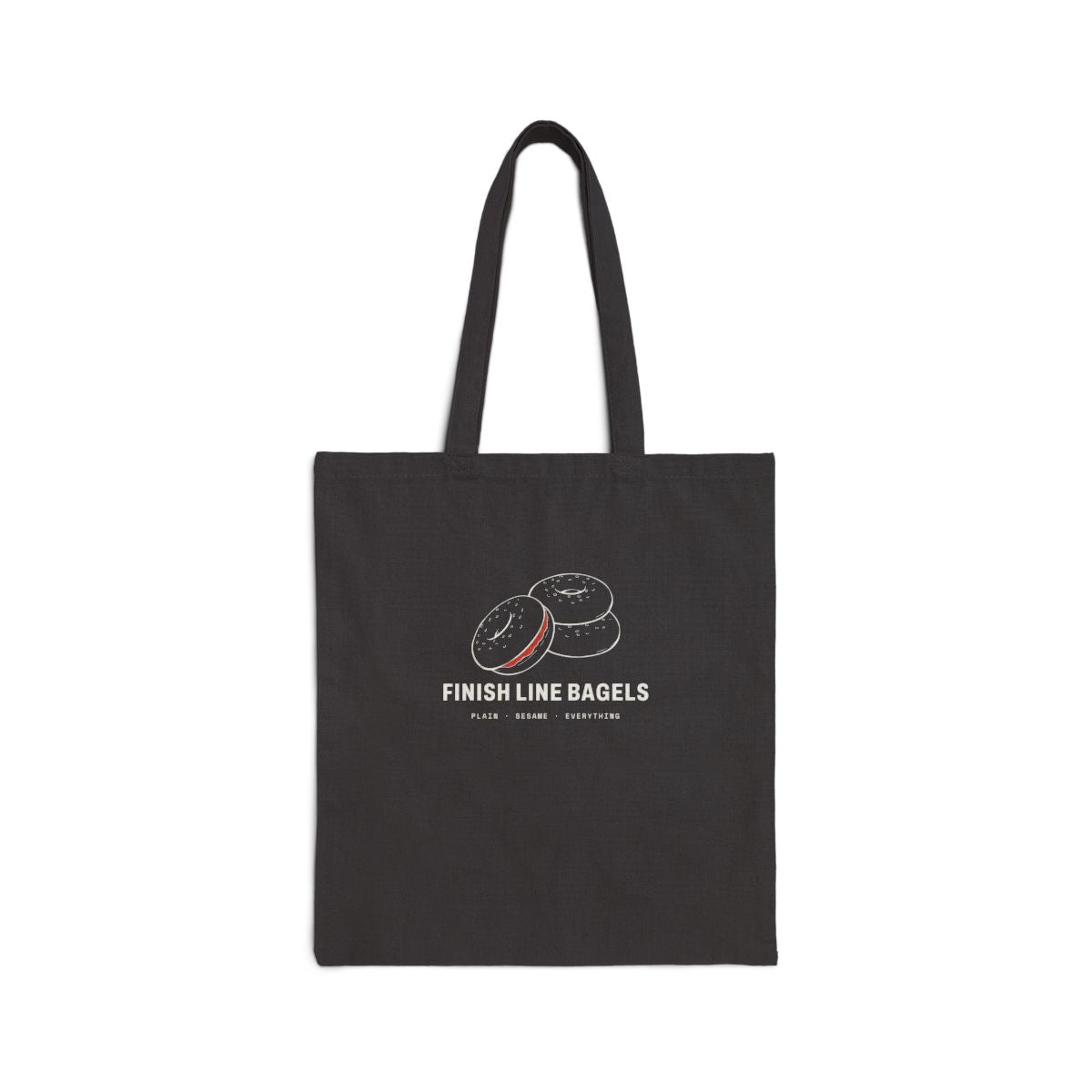 Finish Line Bagels Tote in Black, front view